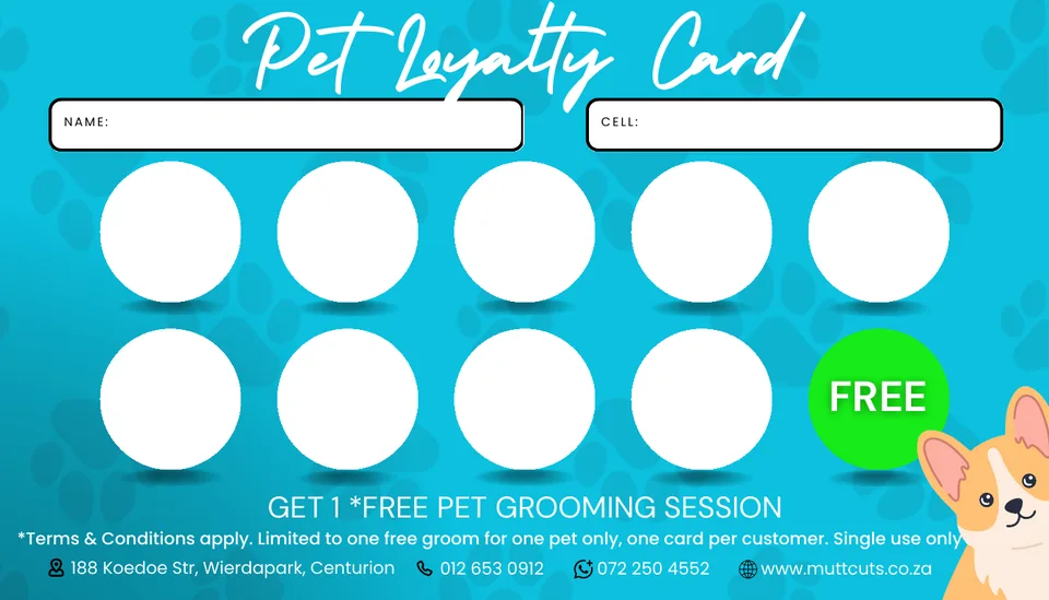 The Mutt Cuts Pet Loyalty Card