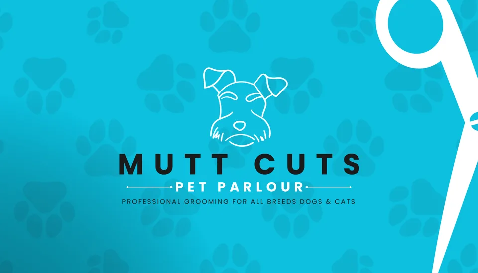 The front of the Mutt Cuts loyalty card with the schnauzer logo